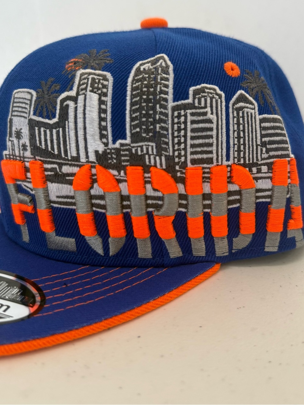 Men's Blue and Orange Florida Embroidered Snapback Hat